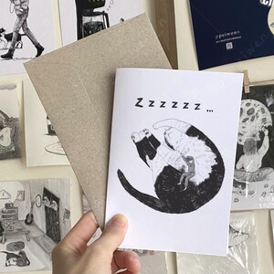 Zzz | Recycled Greeting Cards, birthday cards, cards for cat lovers, personalised, illustration cards