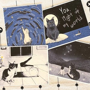 Mini A6 print | postcard, gift, cat illustration