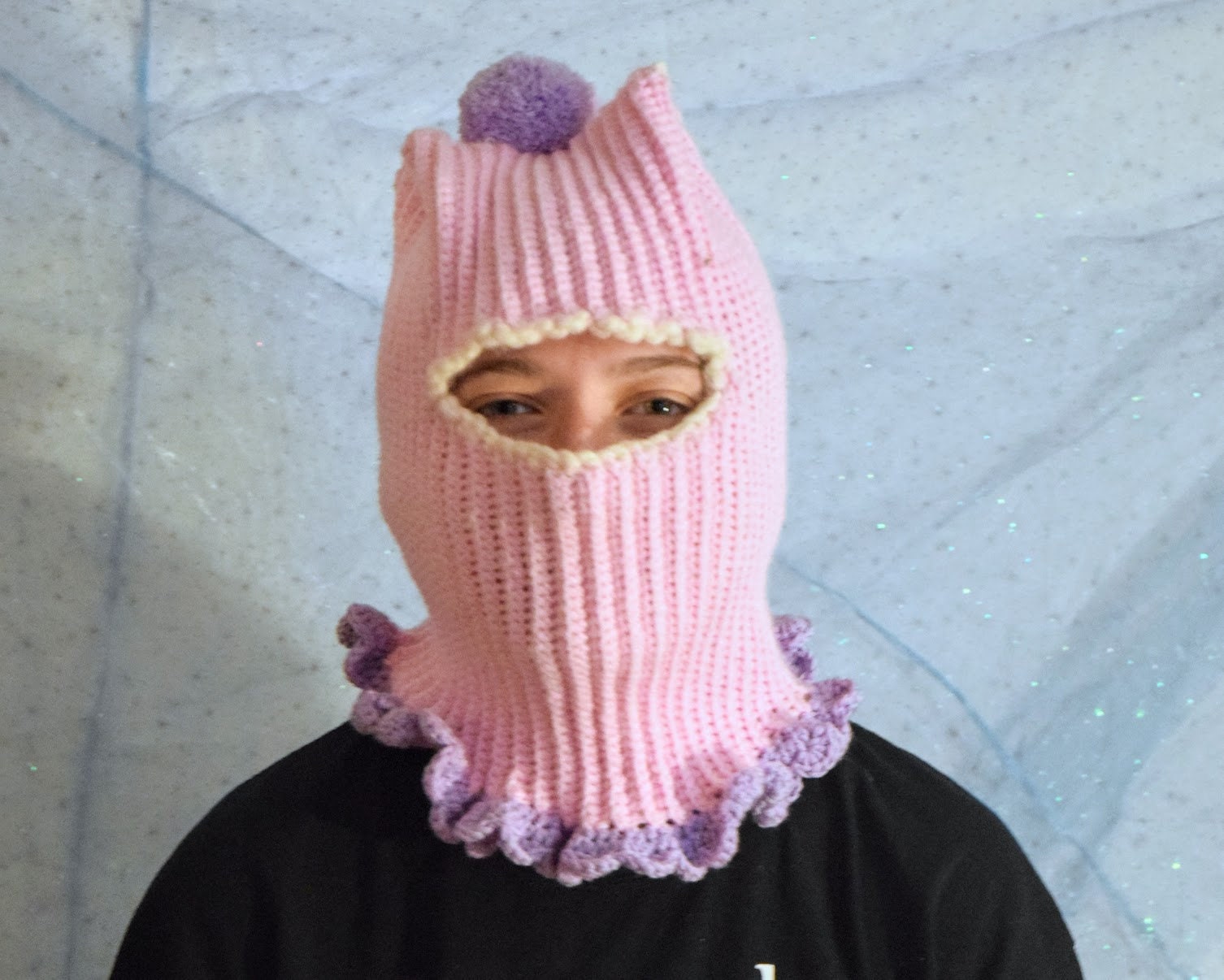 Pretty in Pink Clown Crochet Balaclava