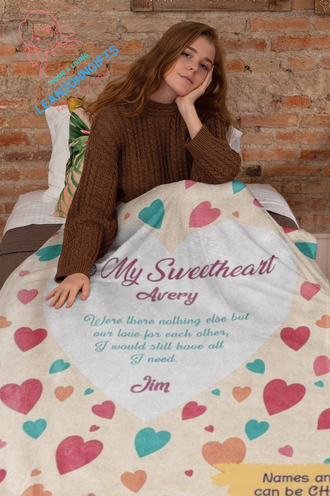 TO MY LOVE Personalized Love Blanket Heart Sweetheart shape Etsy