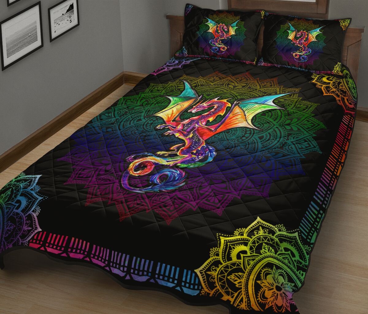 Lovely Dragon Bed Set Dragon Lovers Quilt Gift For Dragon Etsy