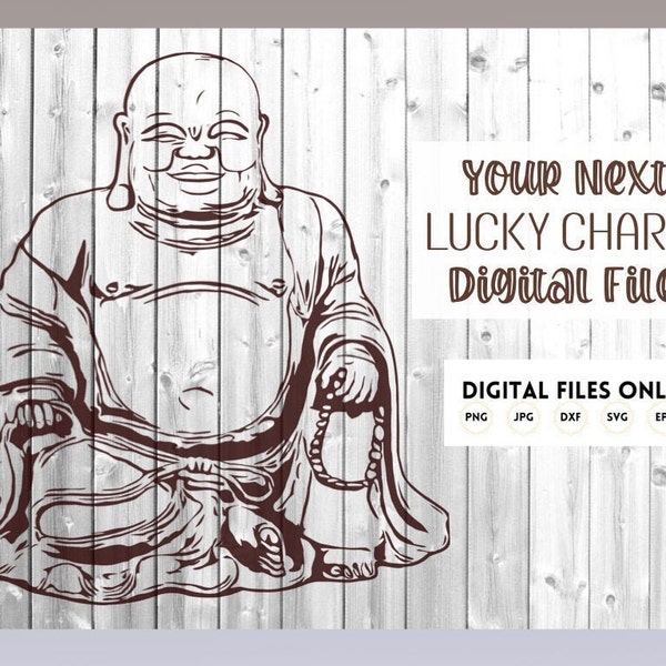 Happy Smiling Laughing Buddha Lucky Charm SVG Cricut Cut File Digital Download for Pregnancy Gifts, Good Luck Gifts, and Mandala Lovers