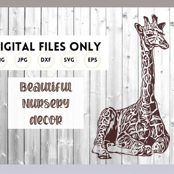 Baby Giraffe SVG Laser Cut File Digital Download for Mother's Day, Nursery, and Baby Shower gifts