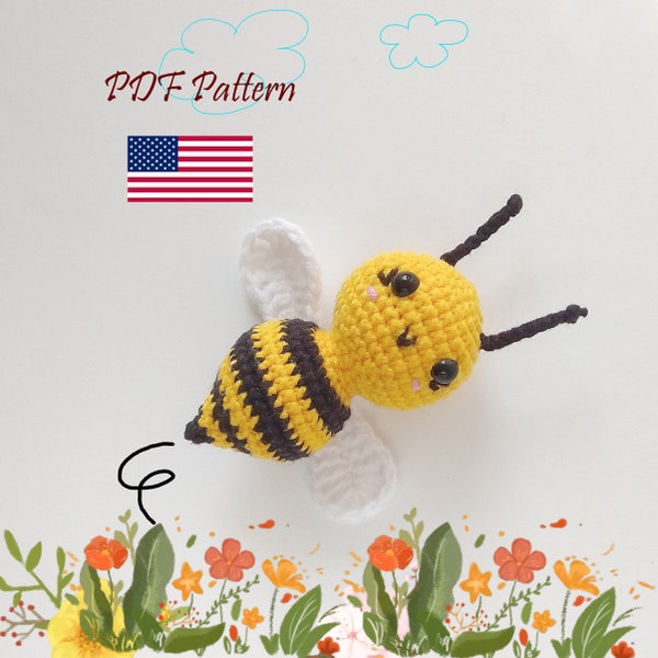 Cute Crochet Bee Pattern Amigurumi bee tutorial Crochet stuffed animal Crocheted honey bee PDF pattern Birthday present for baby