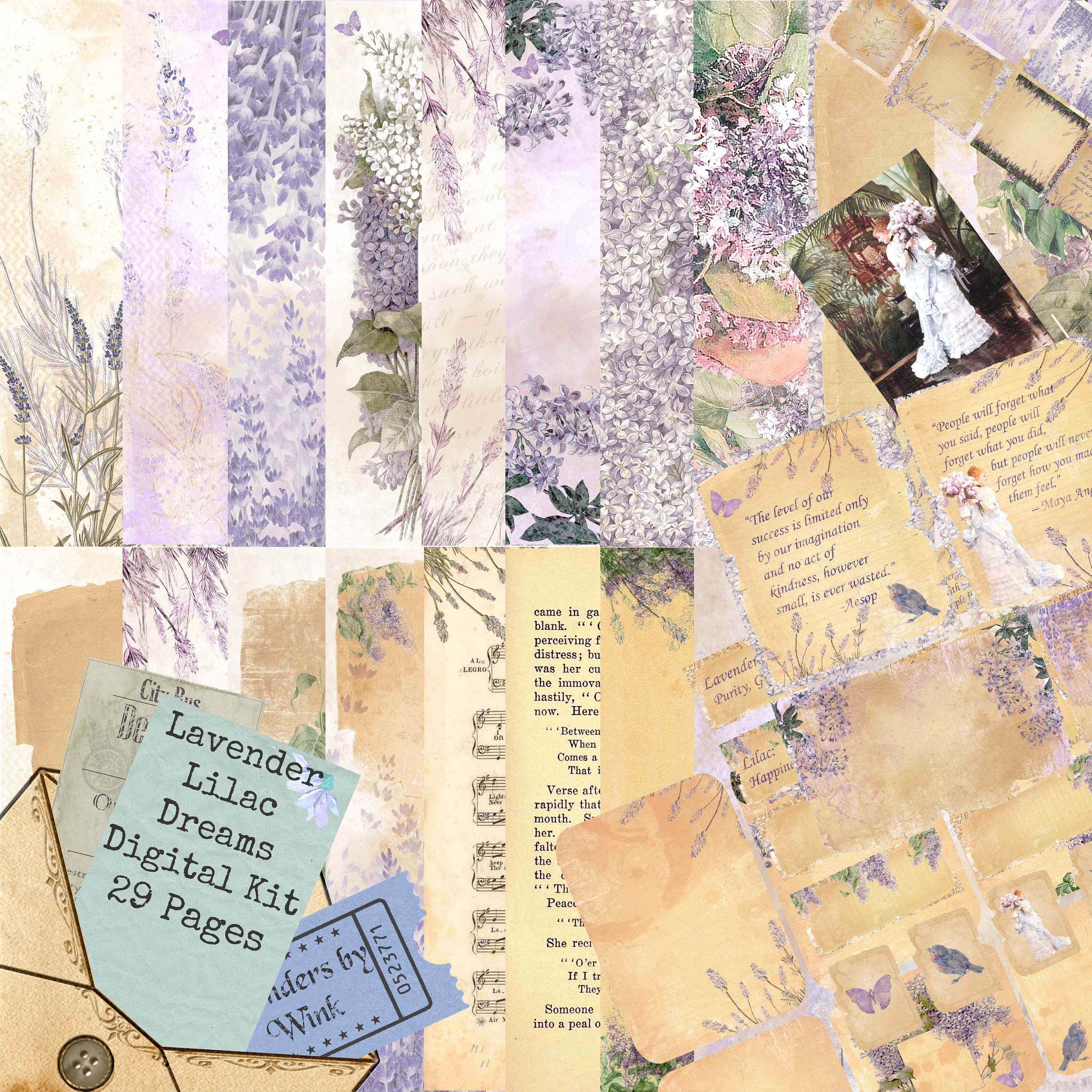 Lavender Lilac Dreams Journal Digital Kit 29 Pages Floral | Etsy