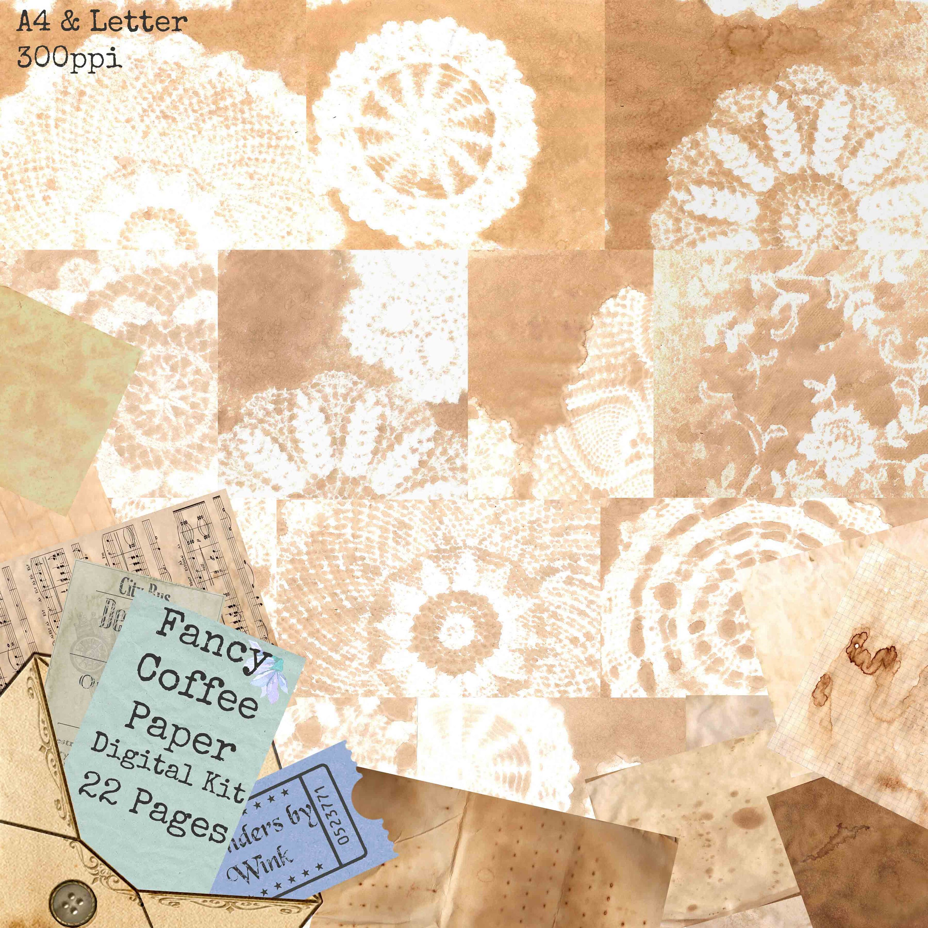Fancy Doily Coffee Paper Digital Kit Doily Paper Dyed Papers 22 Pages