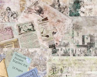 Kit de diário de Sherlock Holmes - Sem IA - Objetos antigos (download digital)