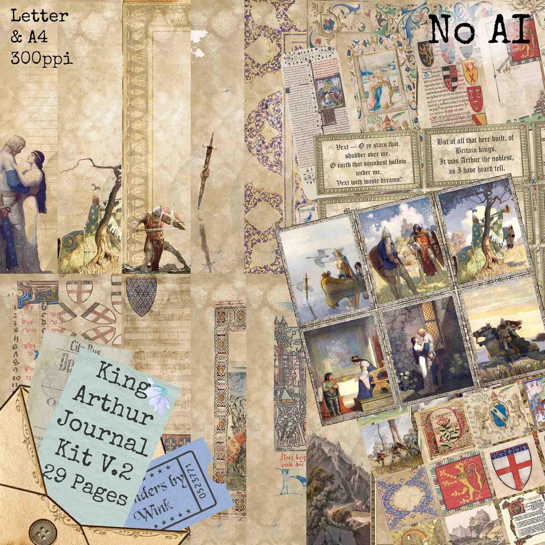 King Arthur Journal Kit - No AI - Medieval Camelot Printable (29 Pages ...