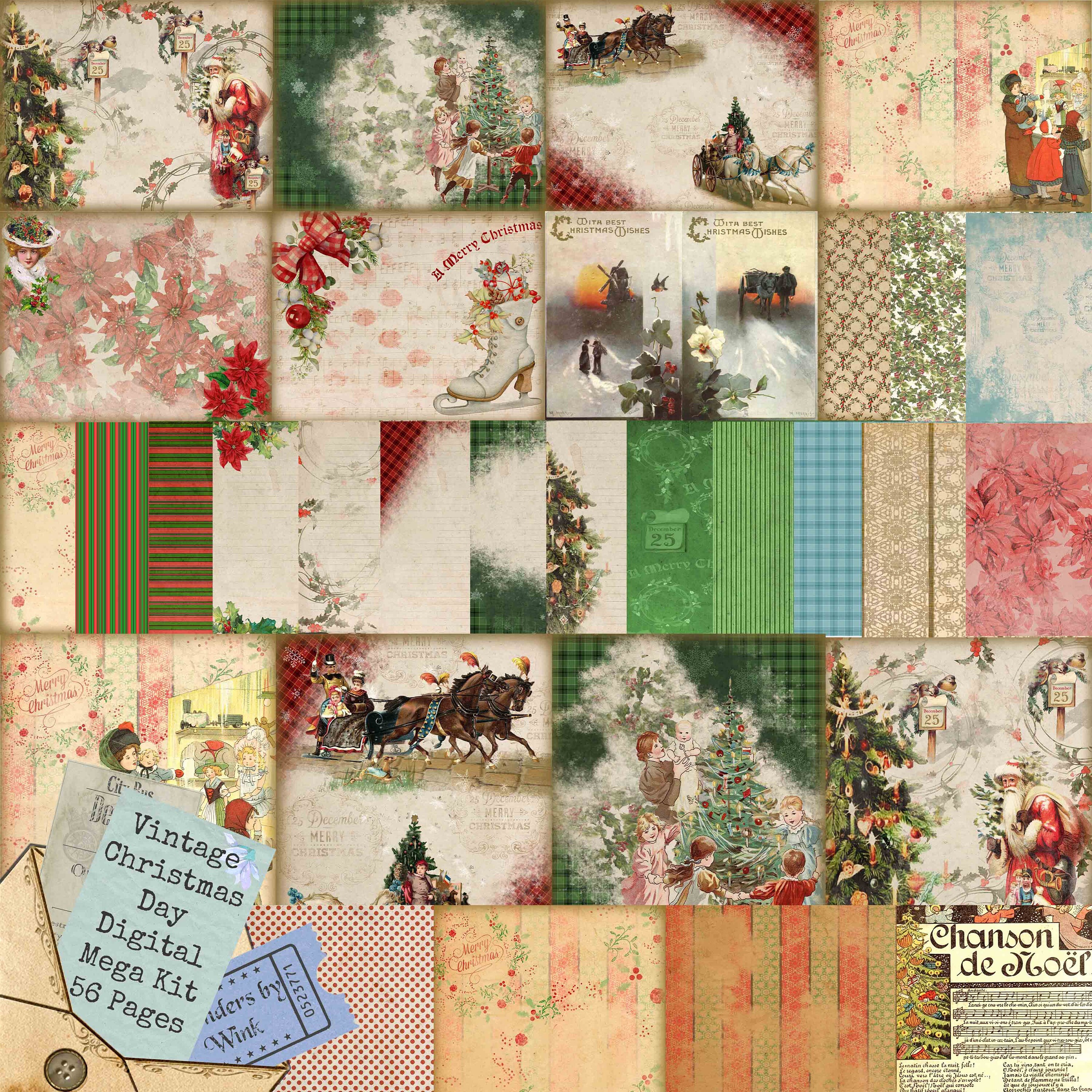 Vintage Christmas Day - Digital Mega Kit - Junk Journal, Mini Album, …