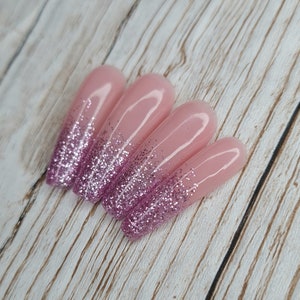Light Pink Glitter Ombre Press On Nails image 2