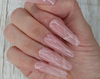 Rose Quartz / Crystal Press On Nails