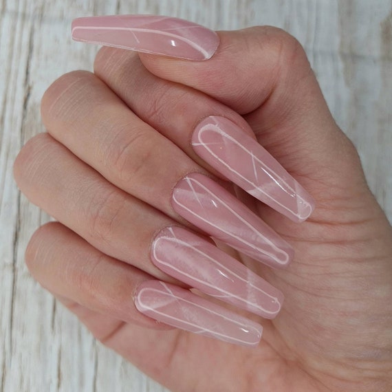 Rose Quartz / Crystal Press on Nails Set of 20 Nails Click Etsy