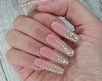 Antique gold glitter Ombre Press On Nails