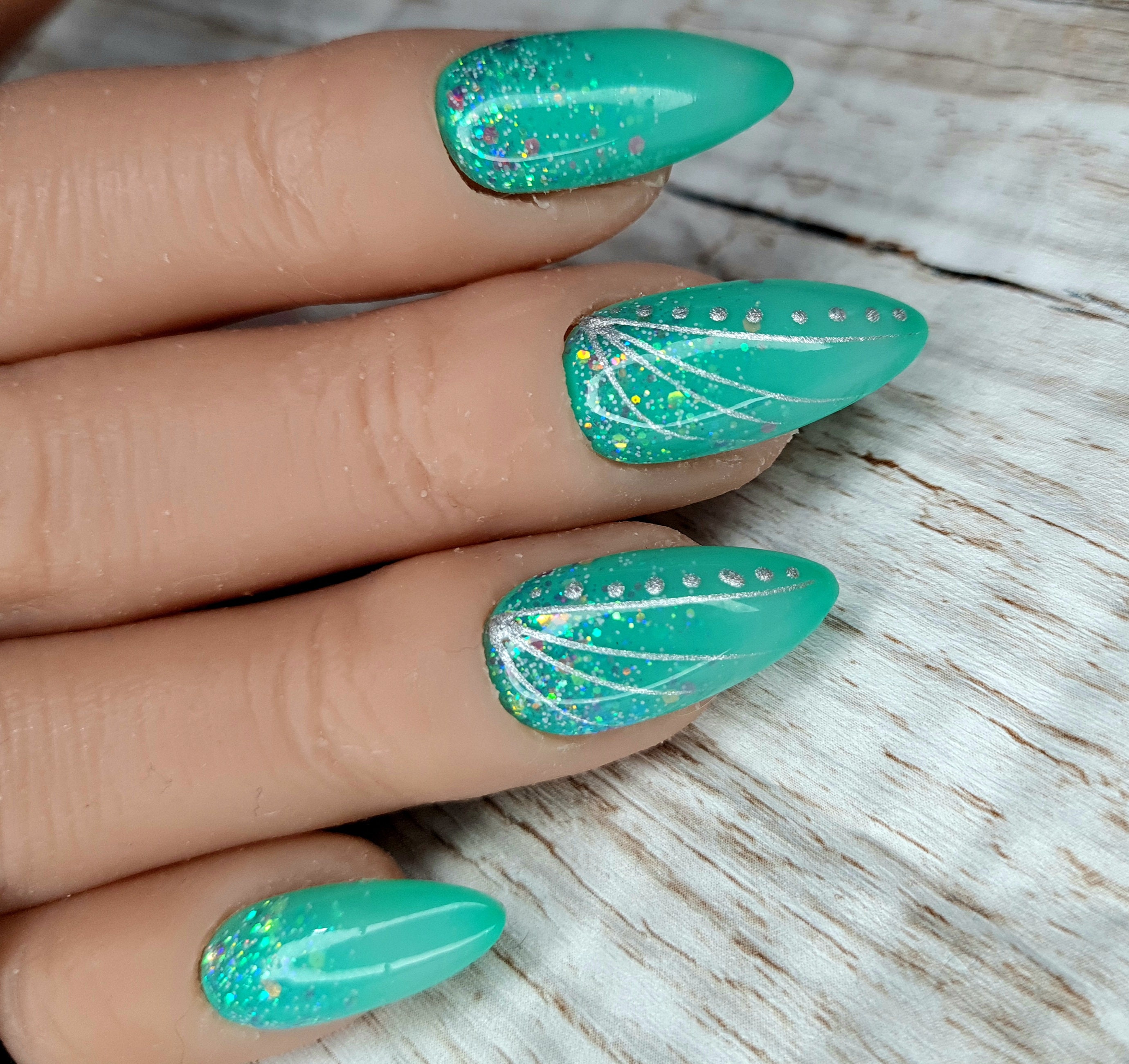 Teal Ombre Nails - Etsy Teal Ombre Nails - Etsy