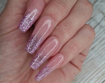 Light Pink Glitter Ombre Press On Nails