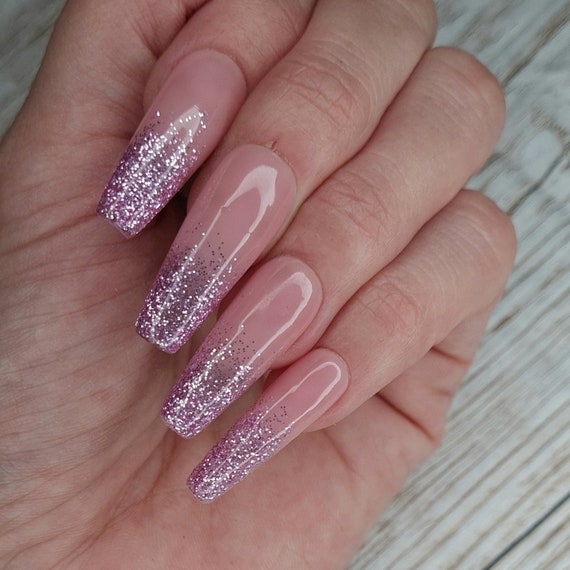 Light Pink Glitter Ombre Press on Nails - Etsy Ireland Light Pink Glitter Ombre Press On Nails - Etsy Ireland
