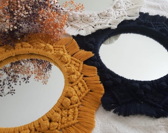 Macrame Mirror, Mandala Mirror,Large Boho Macrame Mirror, wall hanging mirror