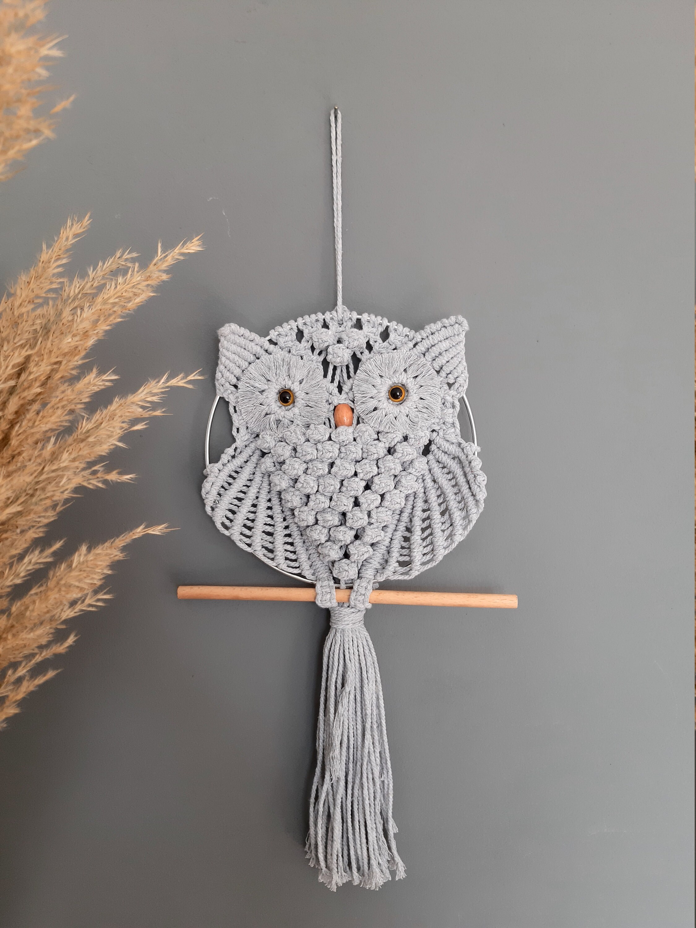 Búho Macrame pared colgante patrón de Macrame búho Macrame | Etsy