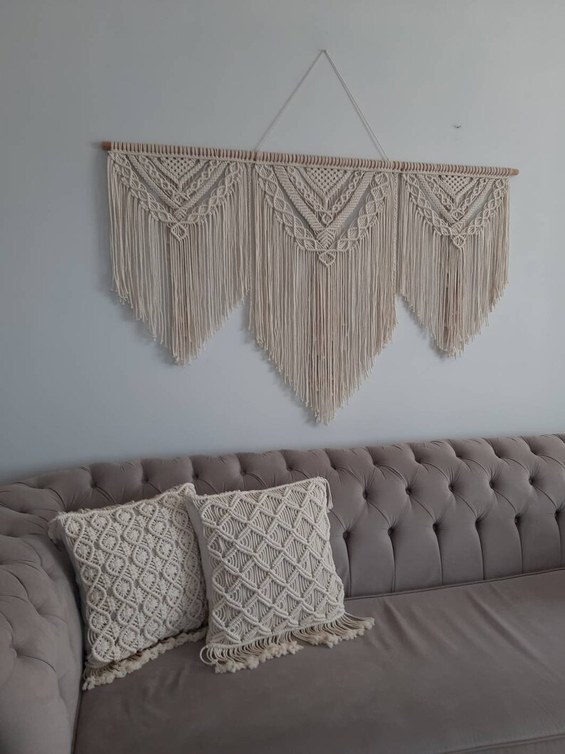 Large Macrame Wall Hanging Boho Headboard Macrame Mural Etsy