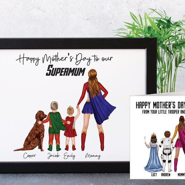 Personalised Mother's Day Gift, Superhero Print, Mother's Day Print. Mom, Mommy. Mum, Bonus Mom Step Mom, Son, Daughter A4 Custom Made Print