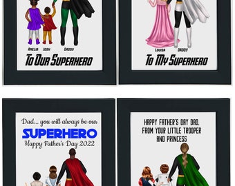 Personalised Father's Day Gift, Superhero Print, Father's Day Print. Dad, Daddy, Bonus Dad, Step Dad, Son, Daughter A4 Custom Made Print