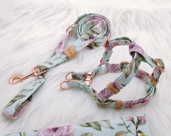 Baxie, adjustable dog harness, step in dog harness, floral dog harness, new dog mom gift, puppy harness bow, personalized dog harness