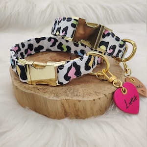 BAXIE, rosa hundhalsband, hundhalsband, vattentätt hundhalsband, leopardhundhalsband, lejonhalsband, hundhalsband flicka, present till hund, djurmönstrat halsband
