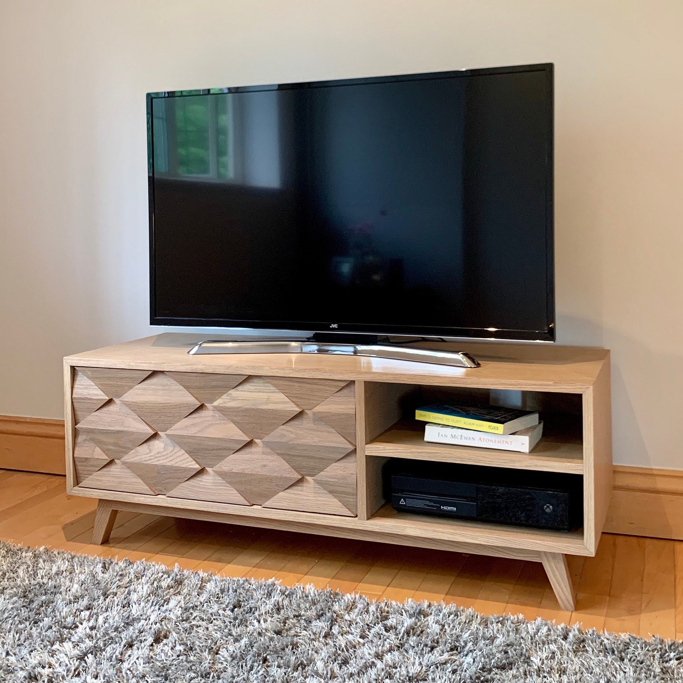 White Oak TV Stand Mid Century Modern TV Etsy