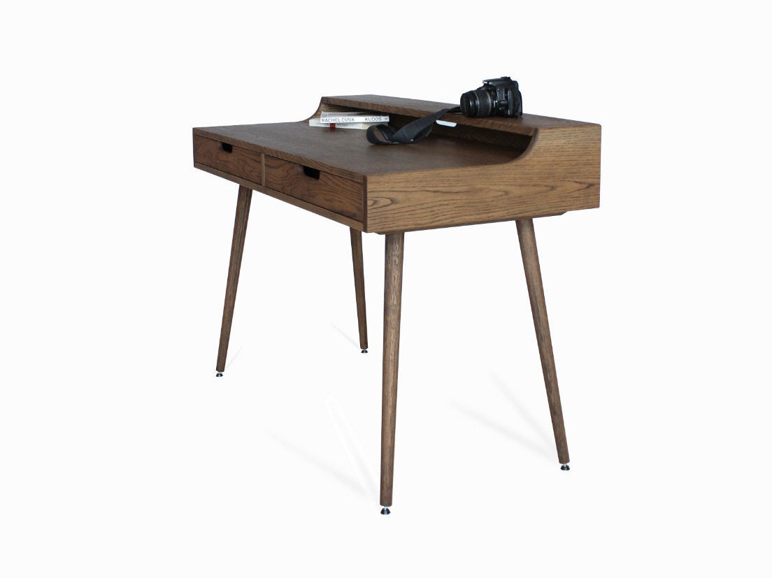 Modern Office Desk Drawers Shelf Monitor Stand Oak Etsy UK