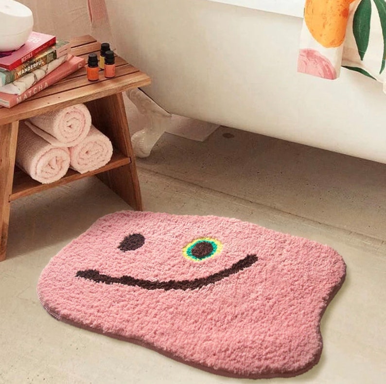 Pink Fluffy Cute Rug Kawaii Bath Mat Etsy