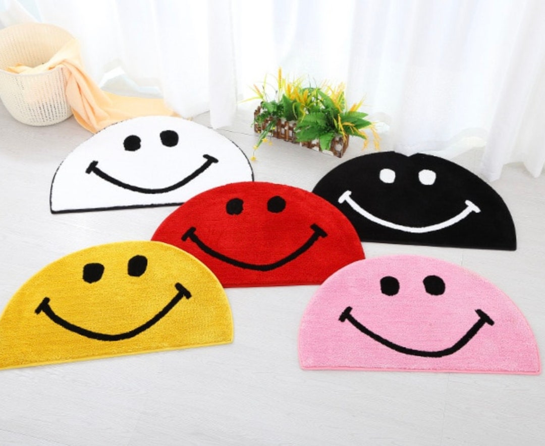 Smiley Fluffy Rug Unique Cute Fluffy Rug - Etsy