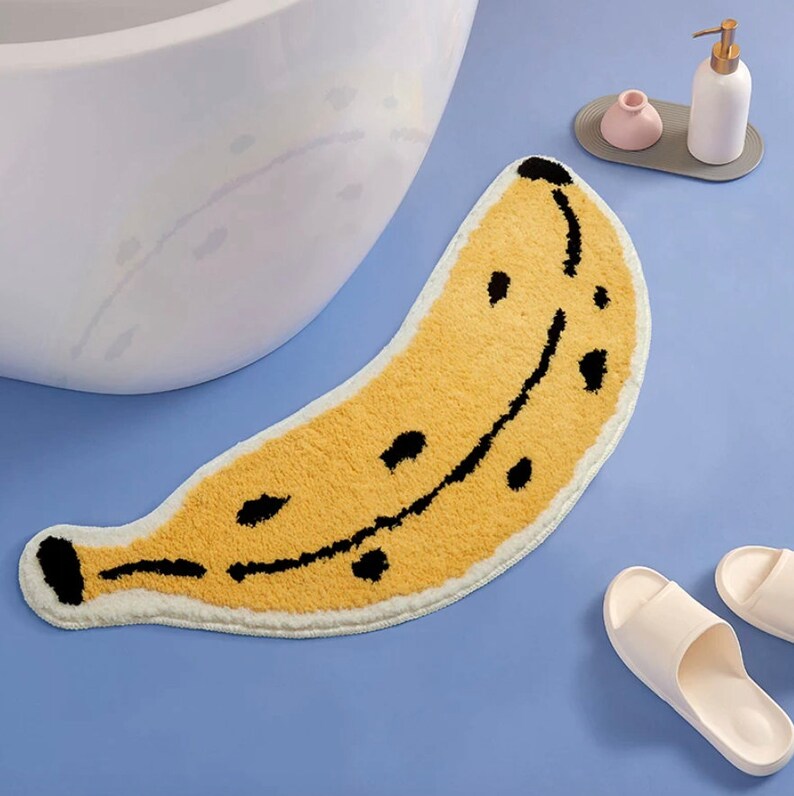 Banana Rug Bathmat Accent Rug Fruit Art Unique Rug Etsy