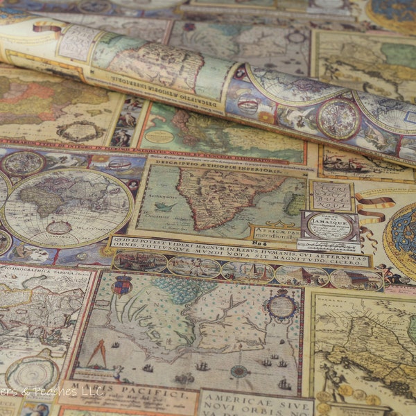 Decorative Gift Wrap | Printed Paper | Vintage Maps | Single Sheet | Italian Quality | #4019 |