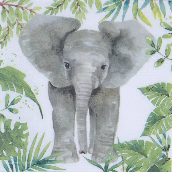 3 Decoupage Napkins | Baby Elephant | Paper Napkins | Crafting Tissue |