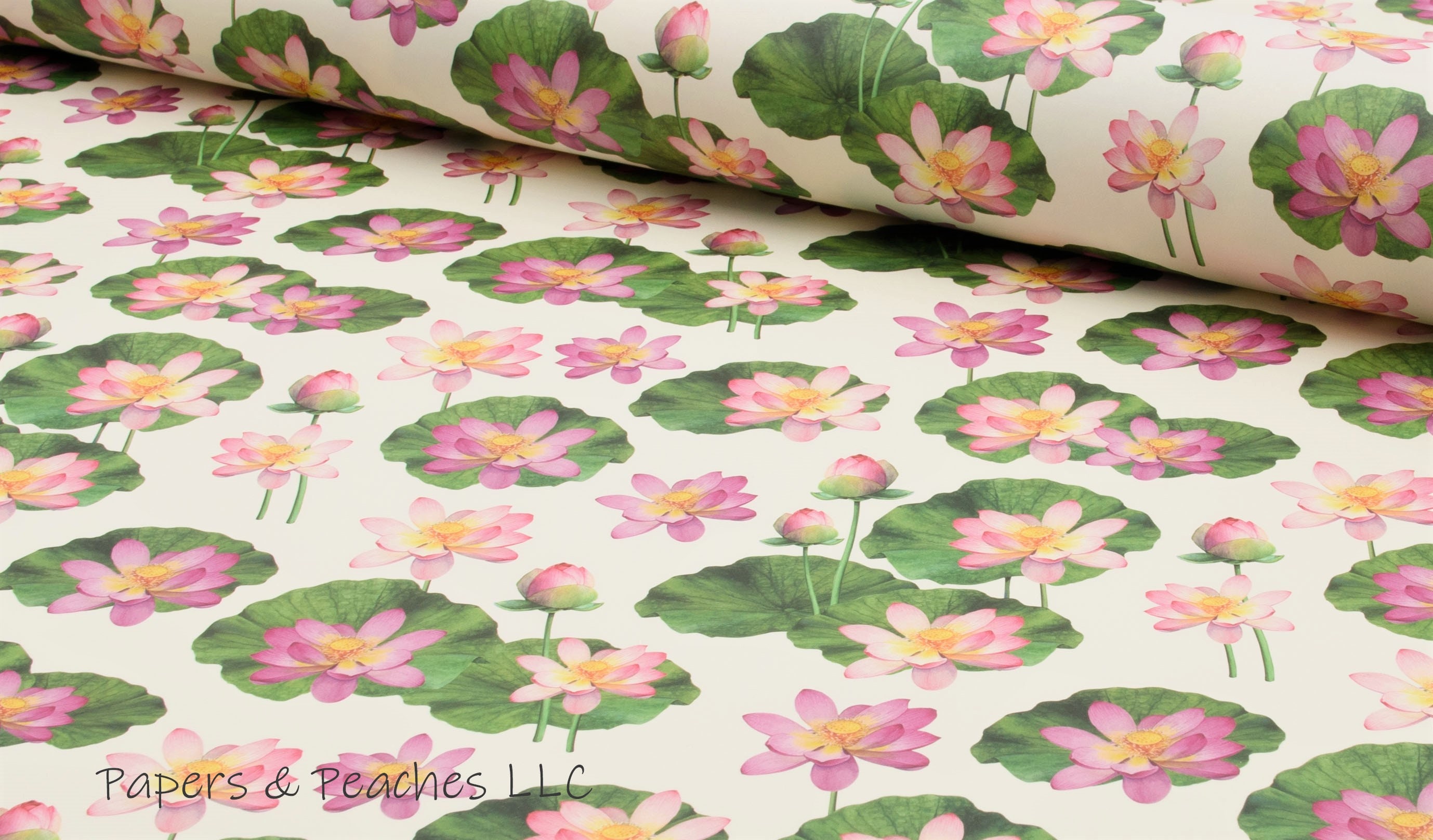 Decorative Gift Wrap | Printed Paper | Lotus Flowers | Single Sheet | Italian Quality | #7063 |