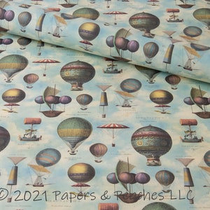 Decorative Gift Wrap | Printed Paper | Antique Hot Air Balloons | Single Sheet | Italian Quality | #4081 |