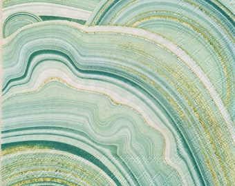 Decorative Paper Napkins | Green Marble with Gold | Decoupage Tissue | Full Pack |