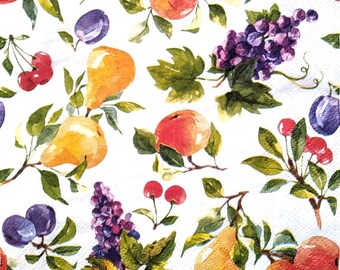 20 Pack Decorative Paper Napkins | Summer Fruits | Decoupage Crafting Tissue |