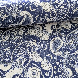 Decorative Gift Wrap | Printed Paper | Paisley Blue | One Large Sheet | Italian Quality | #8004 |