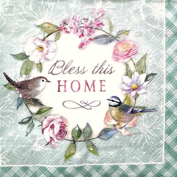 3 Decoupage Paper Napkins | Bless This Home | Crafting Tissue |