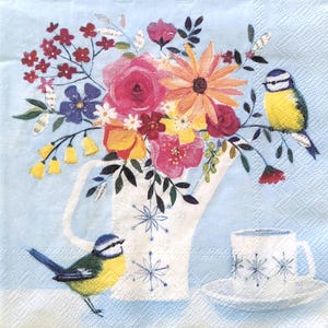 20 Pack Decorative Paper Napkins | Summertime | Blue Tits | Crafting Tissue  |
