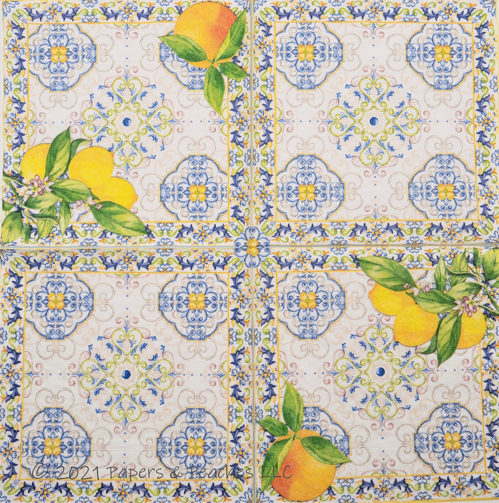 3 Decoupage Paper Napkins Spanish Lemons Crafting Tissue Etsy