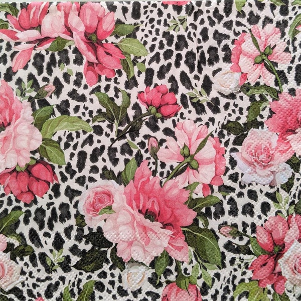 3 Decoupage Paper Napkins | Wild Roses | Crafting Tissue |