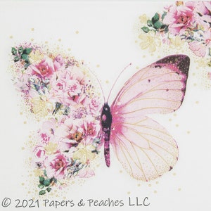 3 Decoupage Napkins | Floral Butterfly | Crafting Tissue |