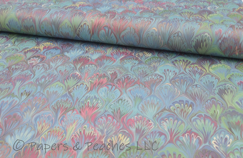 Decorative Gift Wrap Single Sheet Printed Paper Italian Quality #4030 | Peacock Marble