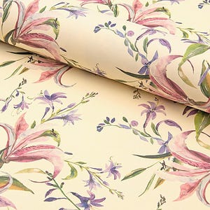 Decorative Gift Wrap | Printed Paper | Purple Lilies | One Large Sheet | Italian Quality | #4074 |