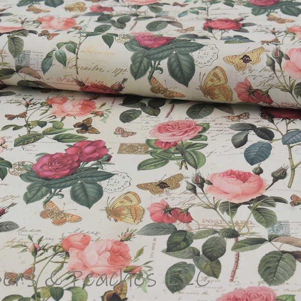 Decorative Gift Wrap | Printed Paper | Vintage Roses | Single Sheet | Italian Quality | #4038 |
