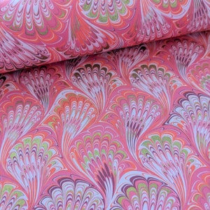 Decorative Gift Wrap | Printed Paper | Peacock Marble Pink | One Large Sheet | Italian Quality | #8003 |
