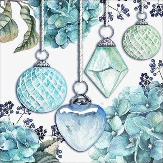 3 Decoupage Paper Napkins | Glass Ornaments Green | Crafting Tissue |
