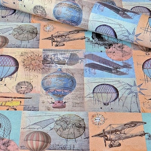 Decorative Gift Wrap | Printed Paper | History of Flight | One Large Sheet | Italian Quality | #4069 |